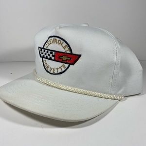 Vintage White Chevy Corvette Rope Snapback Hat Cap